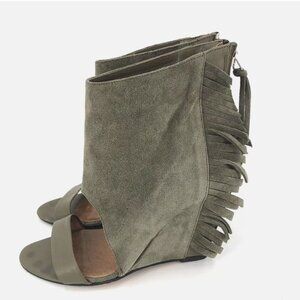 IRO Oxnard Fringe Suede Wedge Heels France size 36 US 6.5